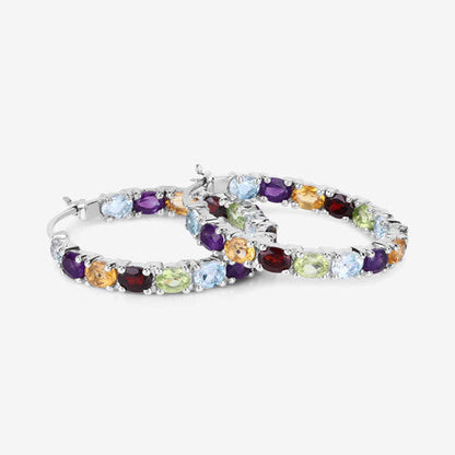 5.44 Carat Genuine Multi Stones .925 Sterling Silver Earrings  DestGlow