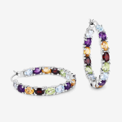 5.44 Carat Genuine Multi Stones .925 Sterling Silver Earrings  DestGlow
