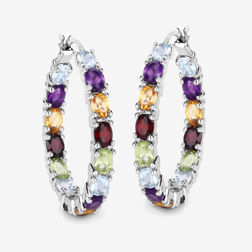 5.44 Carat Genuine Multi Stones .925 Sterling Silver Earrings  DestGlow
