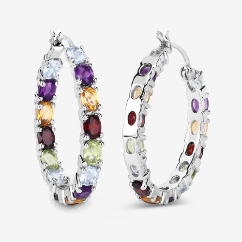 5.44 Carat Genuine Multi Stones .925 Sterling Silver Earrings  DestGlow