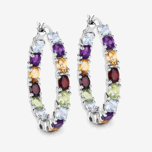 5.44 Carat Genuine Multi Stones .925 Sterling Silver Earrings  DestGlow