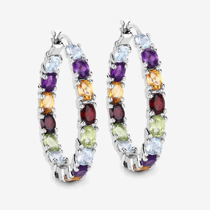 5.44 Carat Genuine Multi Stones .925 Sterling Silver Earrings  DestGlow