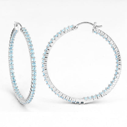 3.60 Carat Genuine Swiss Blue Topaz .925 Sterling Silver Earrings by Bids.com