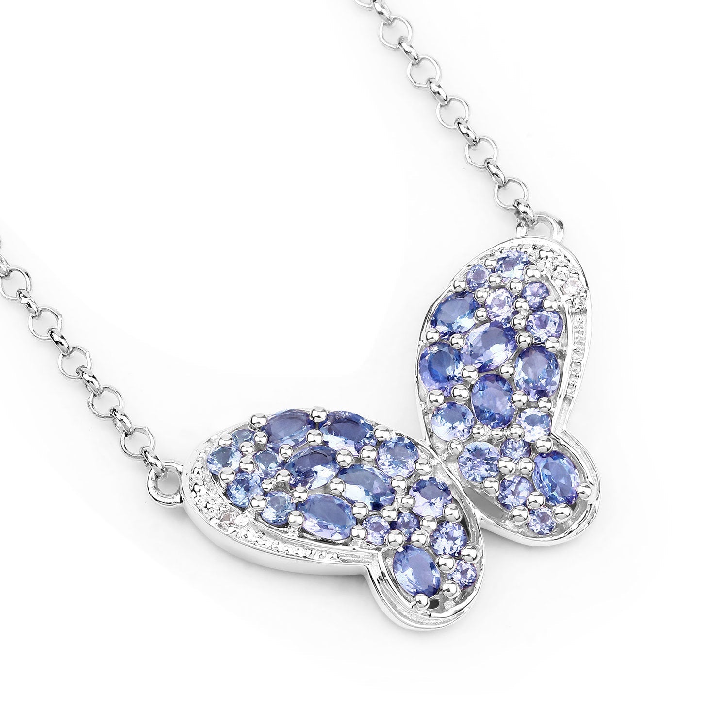 3.31 Carat Genuine Tanzanite and White Zircon .925 Sterling Silver Pendant  DestGlow