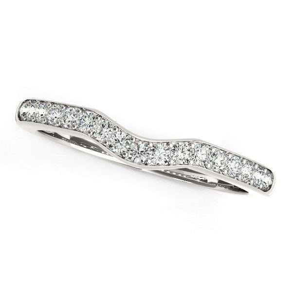 14k White Gold Curved Style Wedding Ring (1/4 cttw) by Bids.com