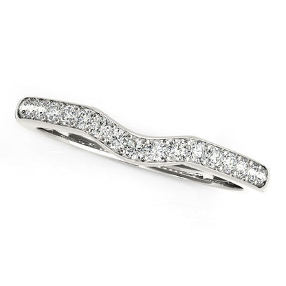 14k White Gold Curved Style Wedding Ring (1/4 cttw) by Bids.com