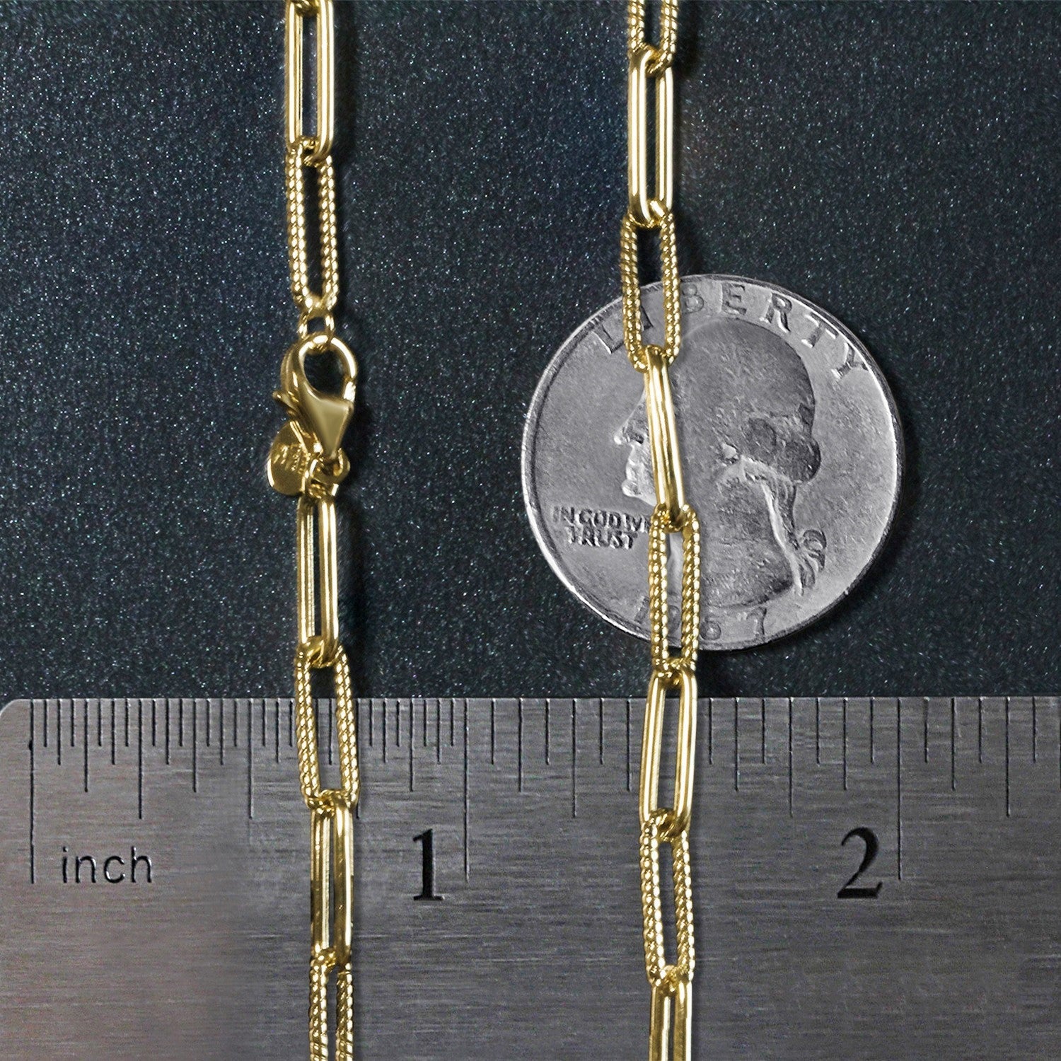 14k Yellow Gold Textured Paperclip Chain (3.5mm) by Bids.com