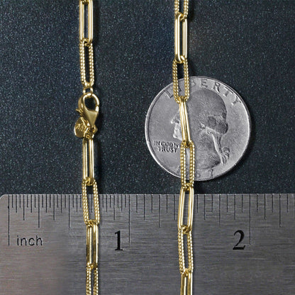 14k Yellow Gold Textured Paperclip Chain (3.5mm) by Bids.com