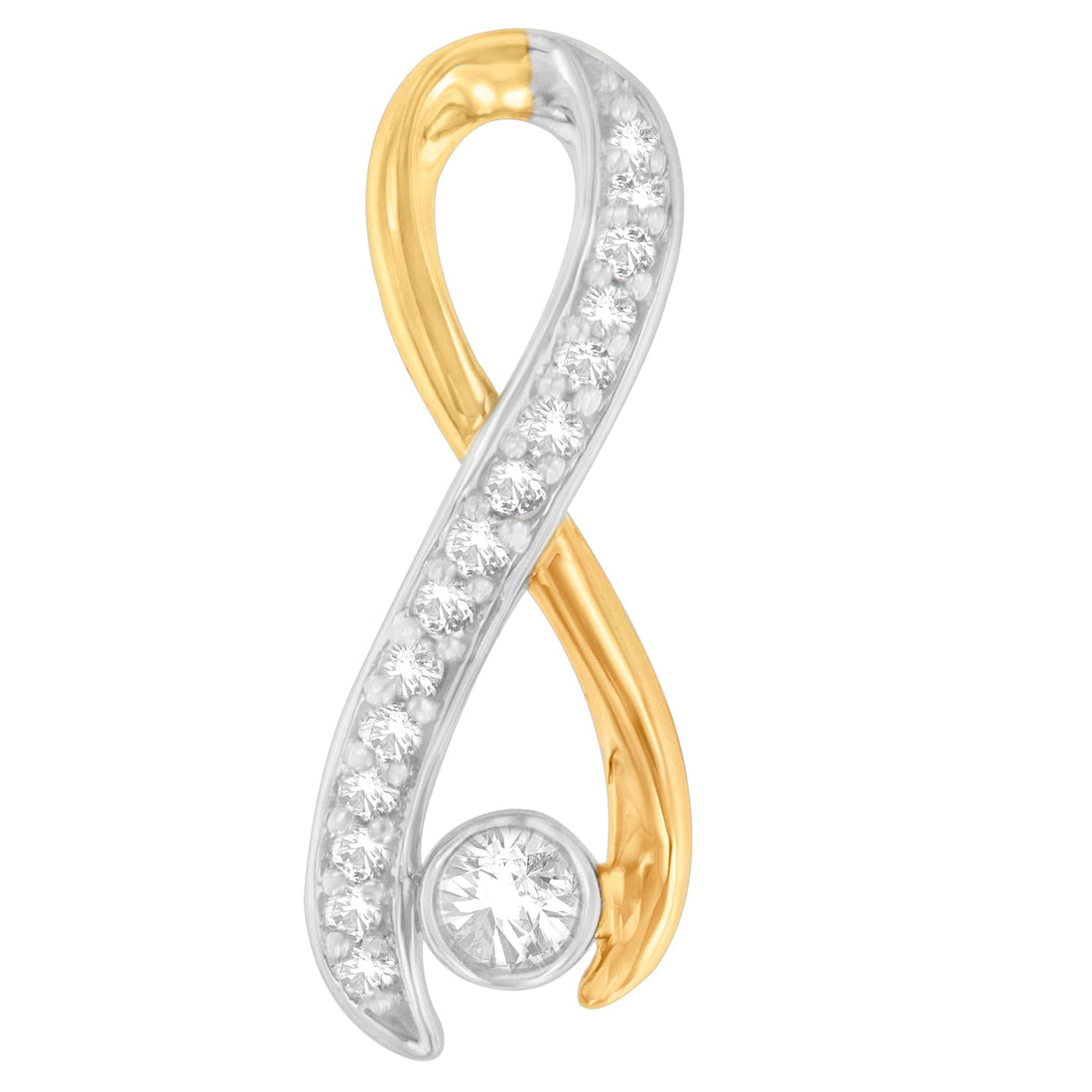 10K Two-Tone Gold 1/5 cttw Diamond Radiant Ribbon Pendant Necklace (H-I, I1-I2) by Bids.com