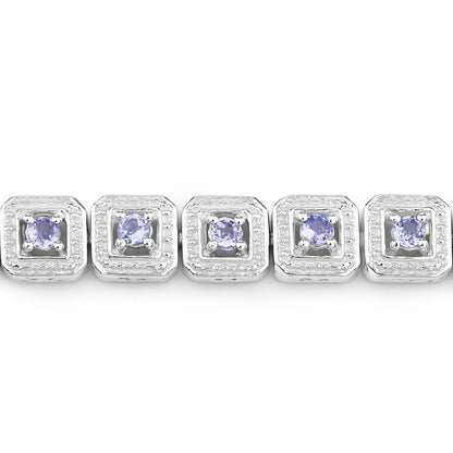 2.40 Carat Genuine Tanzanite .925 Sterling Silver Bracelet  DestGlow