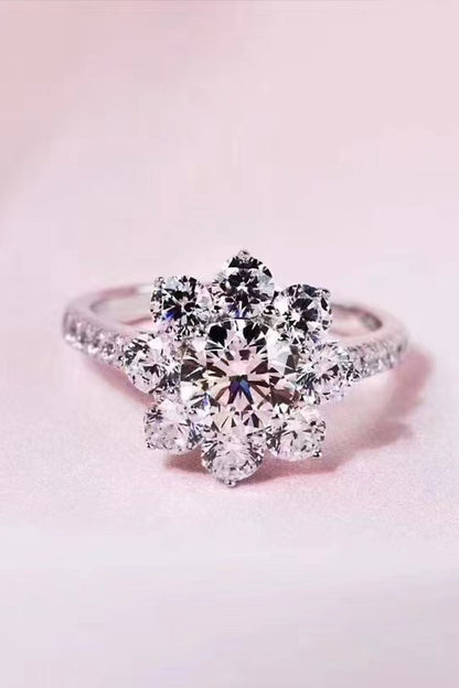 1 Carat Brilliant Round Cut Sparkala™ Platinum Over Pure Sterling Silver Flower Ring by Sparkala