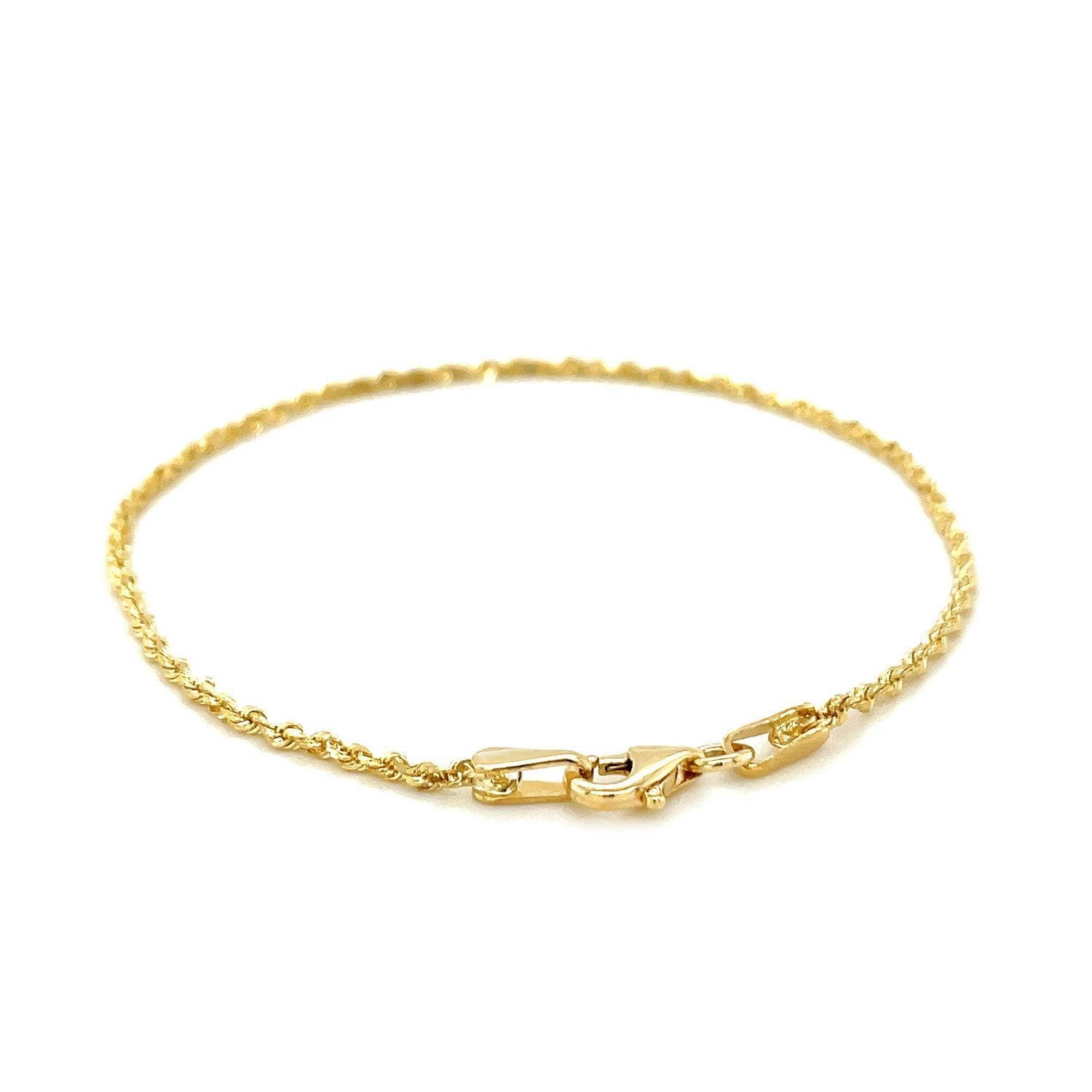10k Yellow Gold Solid Diamond Cut Rope Bracelet 1.5mm by Bids.com