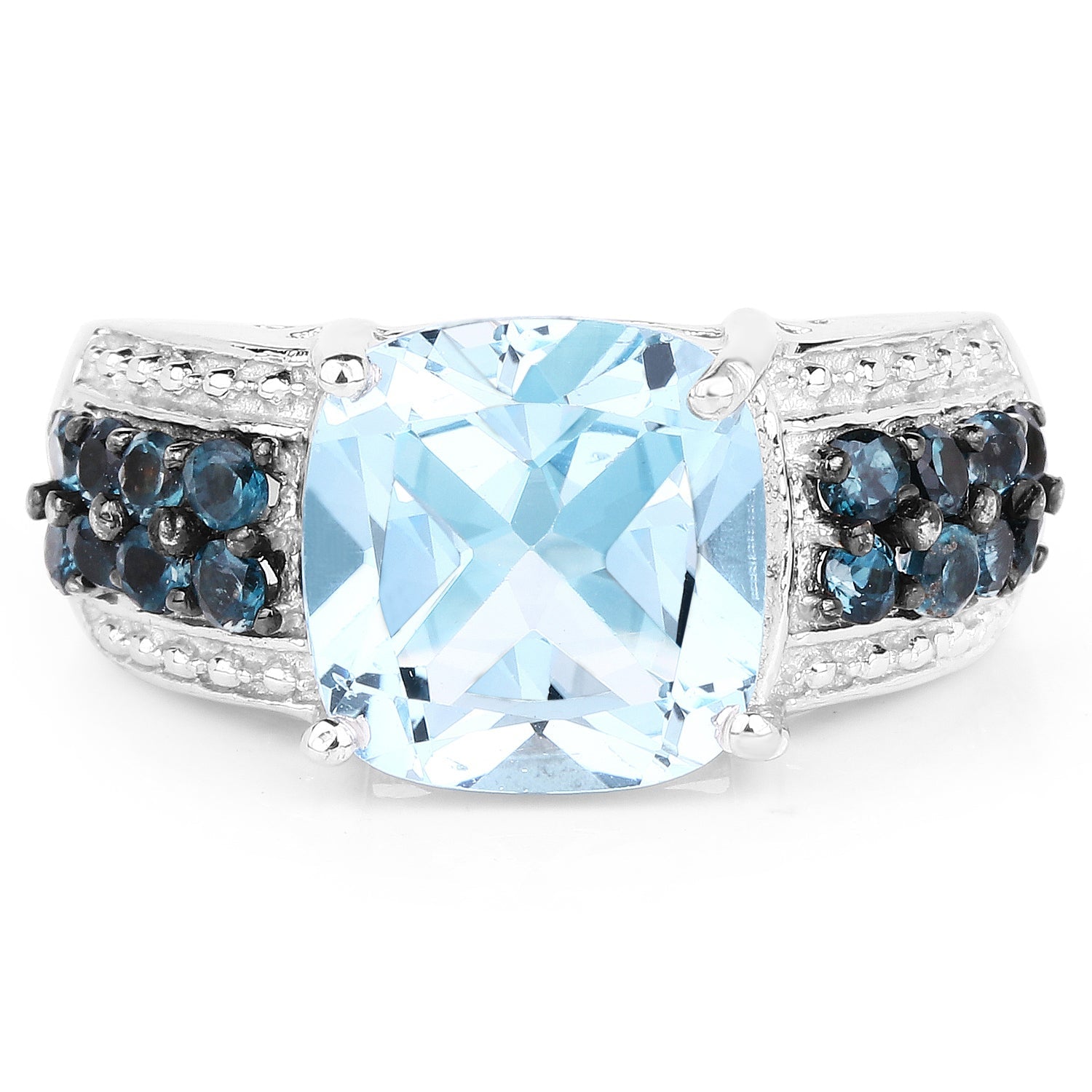 4.98 Carat Genuine Blue Topaz and London Blue Topaz .925 Sterling Silver Ring by Bids.com