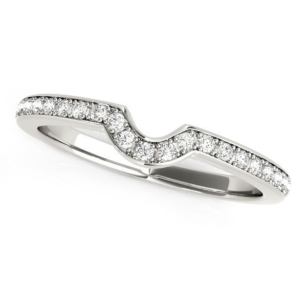 14k White Gold Modern Curved Prong Set Diamond Wedding Band (1/8 cttw) by Bids.com