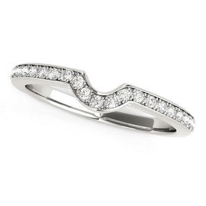 14k White Gold Modern Curved Prong Set Diamond Wedding Band (1/8 cttw) by Bids.com