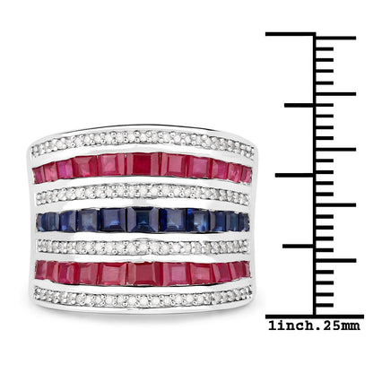 3.36 Carat Genuine Multi Stones .925 Sterling Silver Ring by Bids.com
