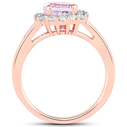 2.25 Carat Genuine Kunzite and White Topaz .925 Sterling Silver Ring by Bids.com