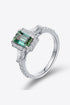 1 Carat Green Emerald-Cut Sparkala™ Platinum Over Pure Sterling Silver Ring - DestGlow
