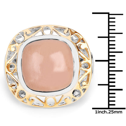 Two Tone Plated 12.80 Carat Genuine Moonstone .925 Sterling Silver Ring by Bids.com