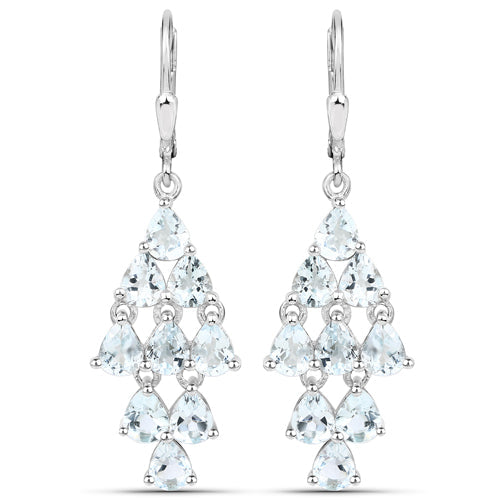 3.96 Carat Genuine Aquamarine .925 Sterling Silver Earrings by Bids.com