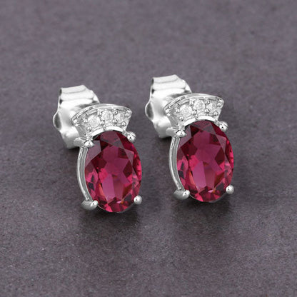 1.35 Carat Genuine Pink Tourmaline and White Diamond 14K White Gold Earrings by Bids.com