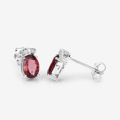 1.35 Carat Genuine Pink Tourmaline and White Diamond 14K White Gold Earrings by Bids.com