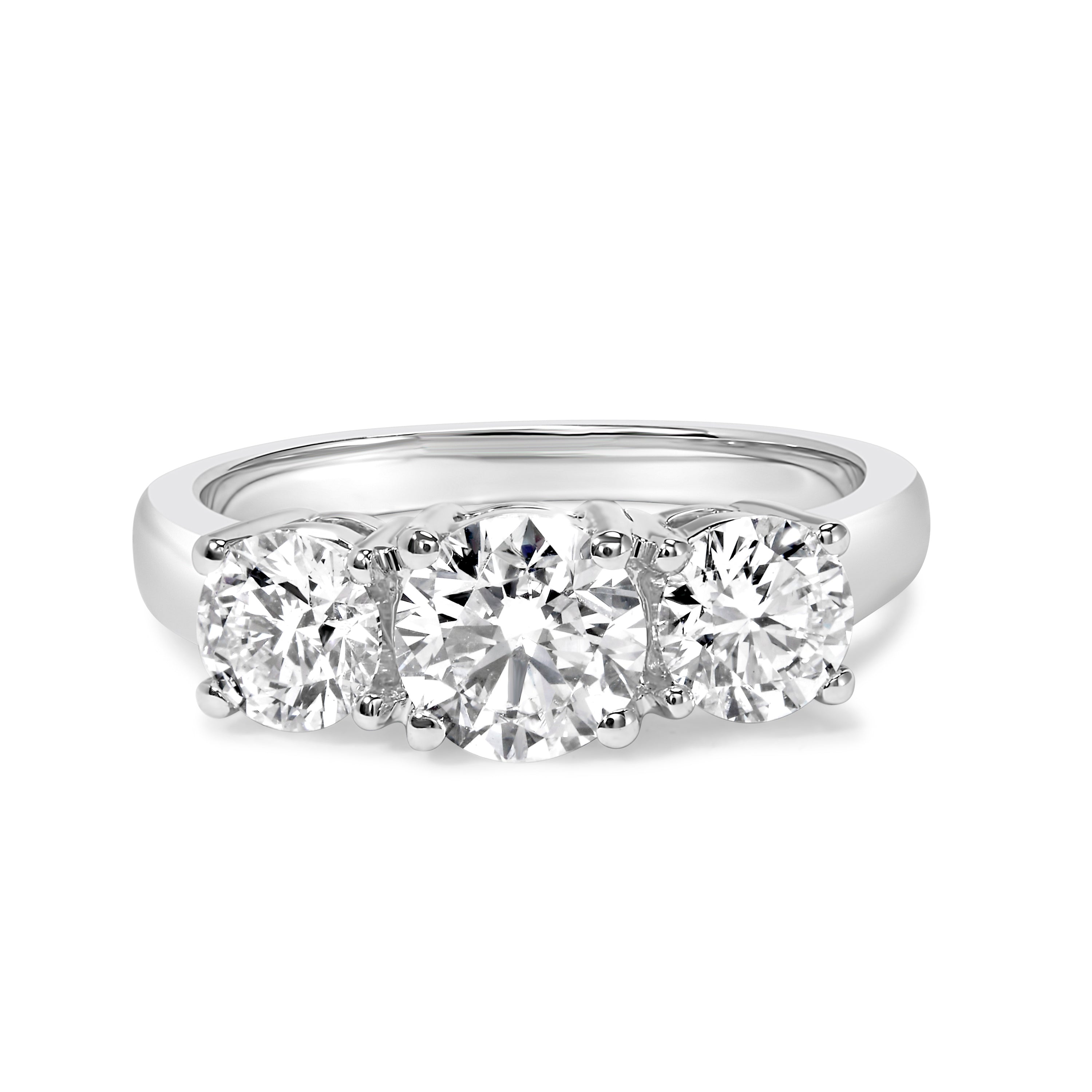 14K White Gold 2.00 Cttw Lab Grown Diamond 3 Stone Ring Band (F-G Color, VS1-VS2 Clarity) - Ring Size 7 by Bids.com