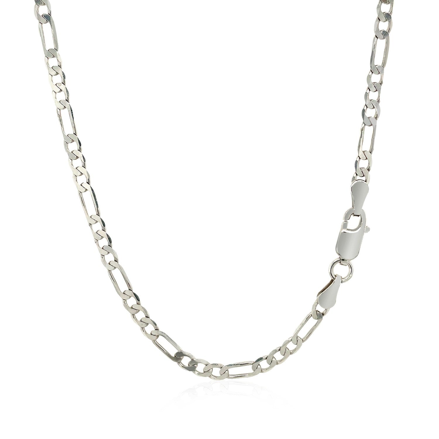 3.0mm 14k White Gold Solid Figaro Chain by Bids.com