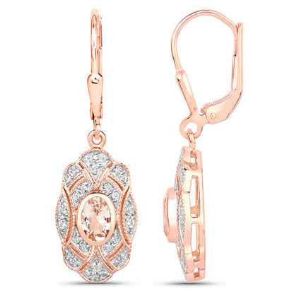 1.04 Carat Genuine Morganite and White Topaz .925 Sterling Silver Earrings  DestGlow