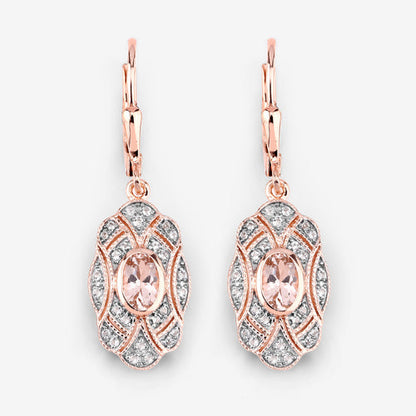 1.04 Carat Genuine Morganite and White Topaz .925 Sterling Silver Earrings  DestGlow