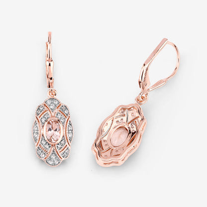 1.04 Carat Genuine Morganite and White Topaz .925 Sterling Silver Earrings  DestGlow