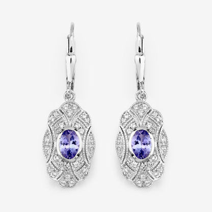 1.12 Carat Genuine Tanzanite and White Topaz .925 Sterling Silver Earrings  DestGlow