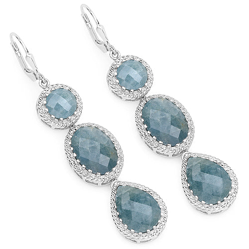 21.32 Carat Genuine Milky Aquamarine .925 Sterling Silver Earrings by Bids.com