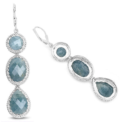 21.32 Carat Genuine Milky Aquamarine .925 Sterling Silver Earrings by Bids.com