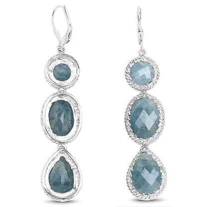 21.32 Carat Genuine Milky Aquamarine .925 Sterling Silver Earrings by Bids.com