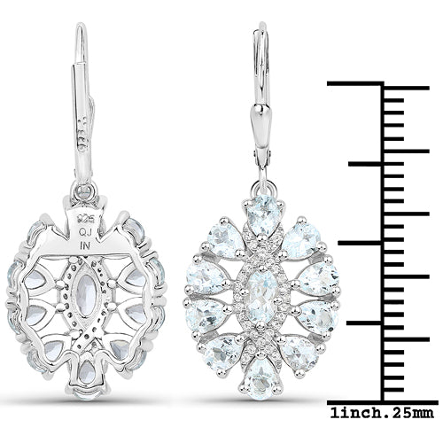 2.93 Carat Genuine Aquamarine and White Topaz .925 Sterling Silver Earrings by Bids.com