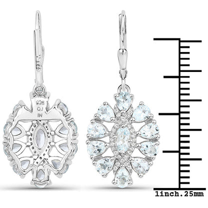 2.93 Carat Genuine Aquamarine and White Topaz .925 Sterling Silver Earrings by Bids.com