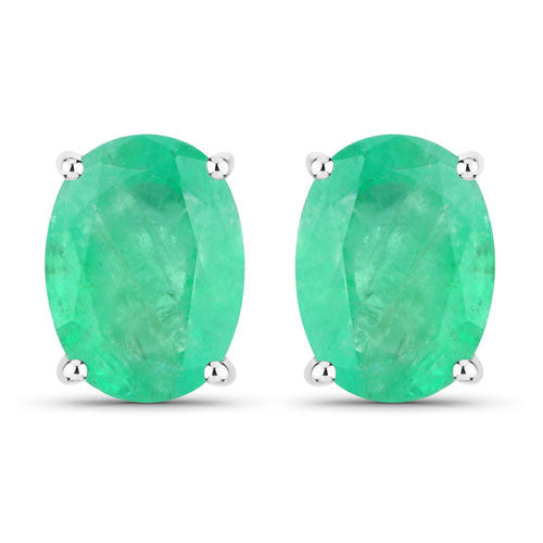 2.40 Carat Genuine Zambian Emerald 10K White Gold Earrings by Bids.com