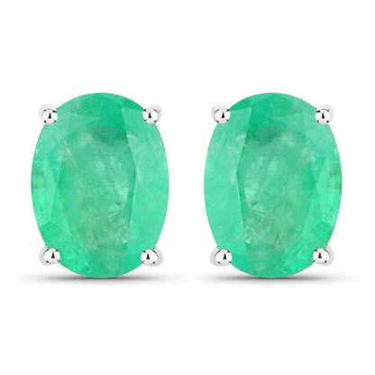 2.40 Carat Genuine Zambian Emerald 10K White Gold Earrings by Bids.com