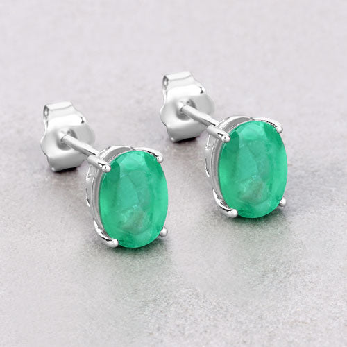 2.40 Carat Genuine Zambian Emerald 10K White Gold Earrings by Bids.com