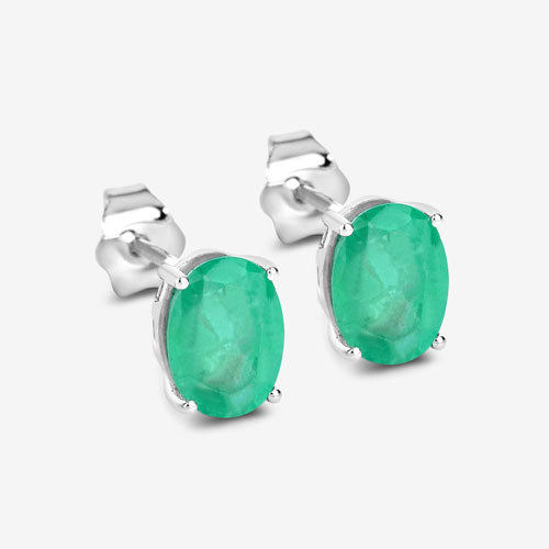 2.40 Carat Genuine Zambian Emerald 10K White Gold Earrings by Bids.com