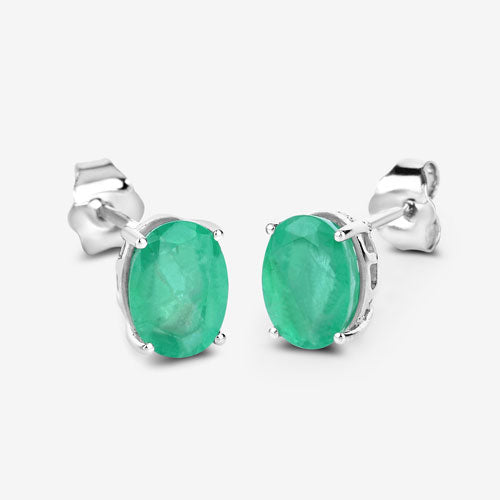 2.40 Carat Genuine Zambian Emerald 10K White Gold Earrings by Bids.com