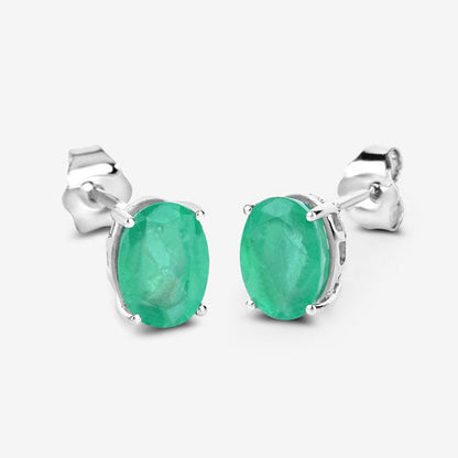 2.40 Carat Genuine Zambian Emerald 10K White Gold Earrings by Bids.com