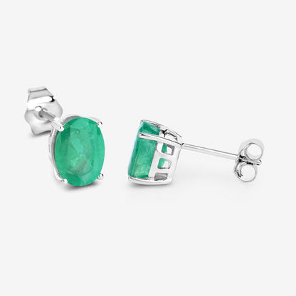 2.40 Carat Genuine Zambian Emerald 10K White Gold Earrings by Bids.com