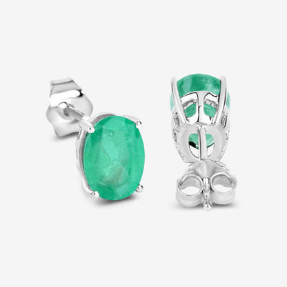 2.40 Carat Genuine Zambian Emerald 10K White Gold Earrings by Bids.com