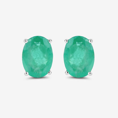 2.40 Carat Genuine Zambian Emerald 10K White Gold Earrings by Bids.com