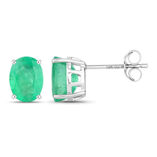 2.40 Carat Genuine Zambian Emerald 10K White Gold Earrings by Bids.com