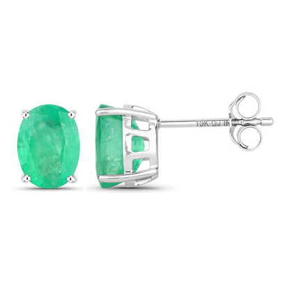 2.40 Carat Genuine Zambian Emerald 10K White Gold Earrings by Bids.com