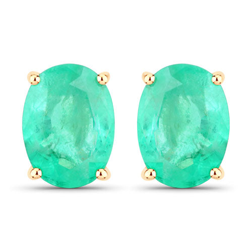 2.40 Carat Genuine Zambian Emerald 10K Yellow Gold Earrings by Bids.com