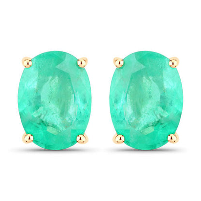 2.40 Carat Genuine Zambian Emerald 10K Yellow Gold Earrings by Bids.com